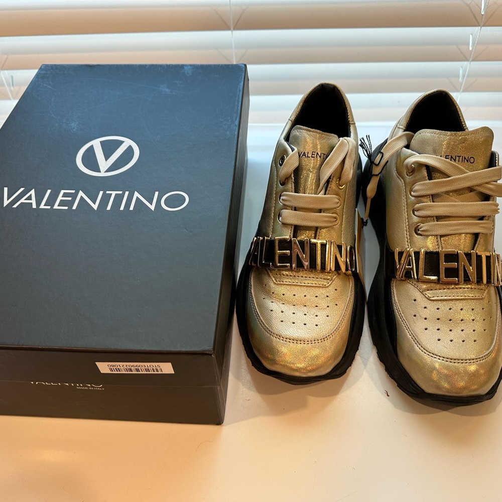Valentino women’s Gold Sneakers size 10. (40)